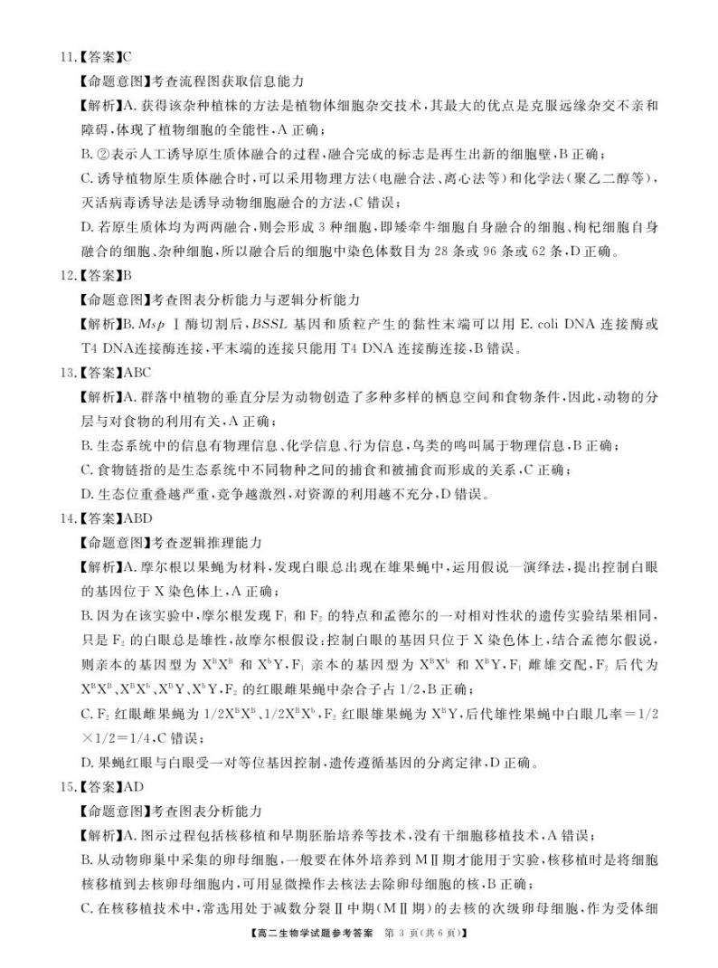 湖南省三湘名校教育联盟2023-2024学年高二下学期4月期中生物试题03