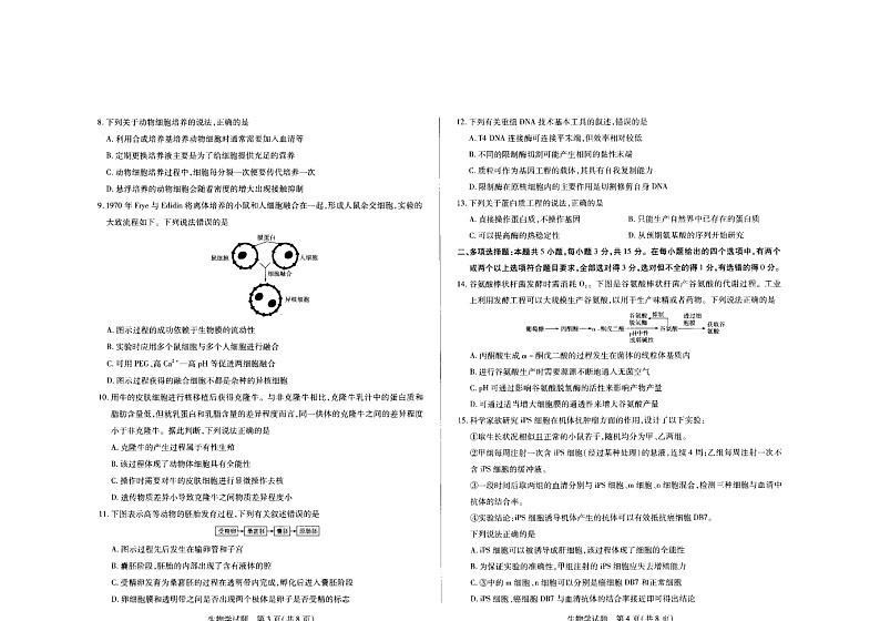 河南省示范性高中2023-2024学年高二下学期4月期中生物试题第2页