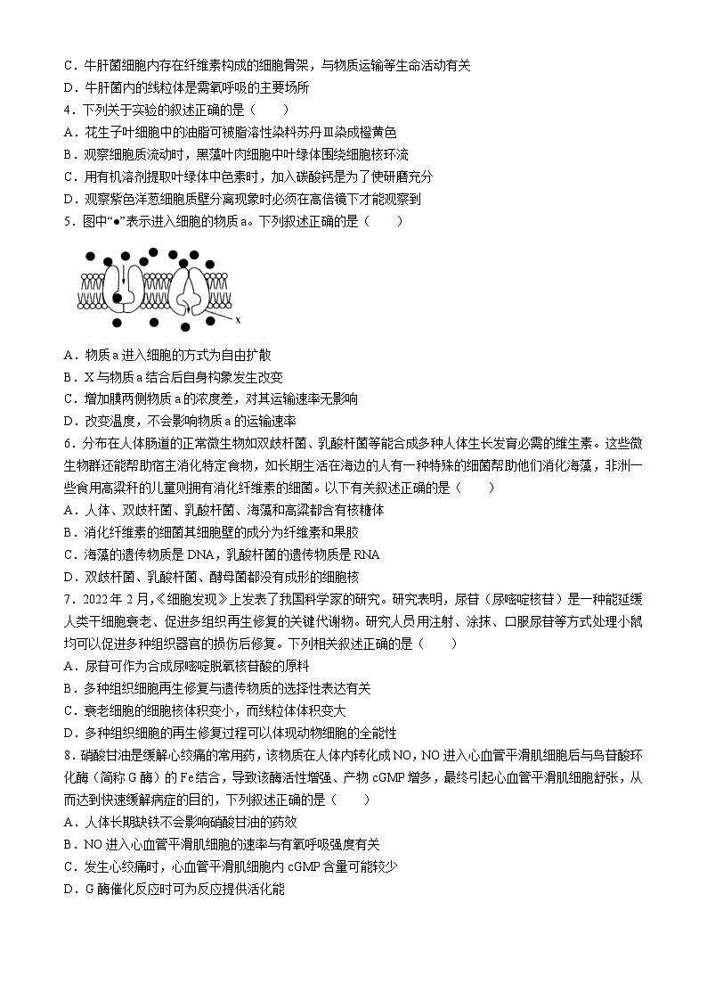 浙江省七彩阳光联盟2023-2024学年高一下学期4月期中生物试题02