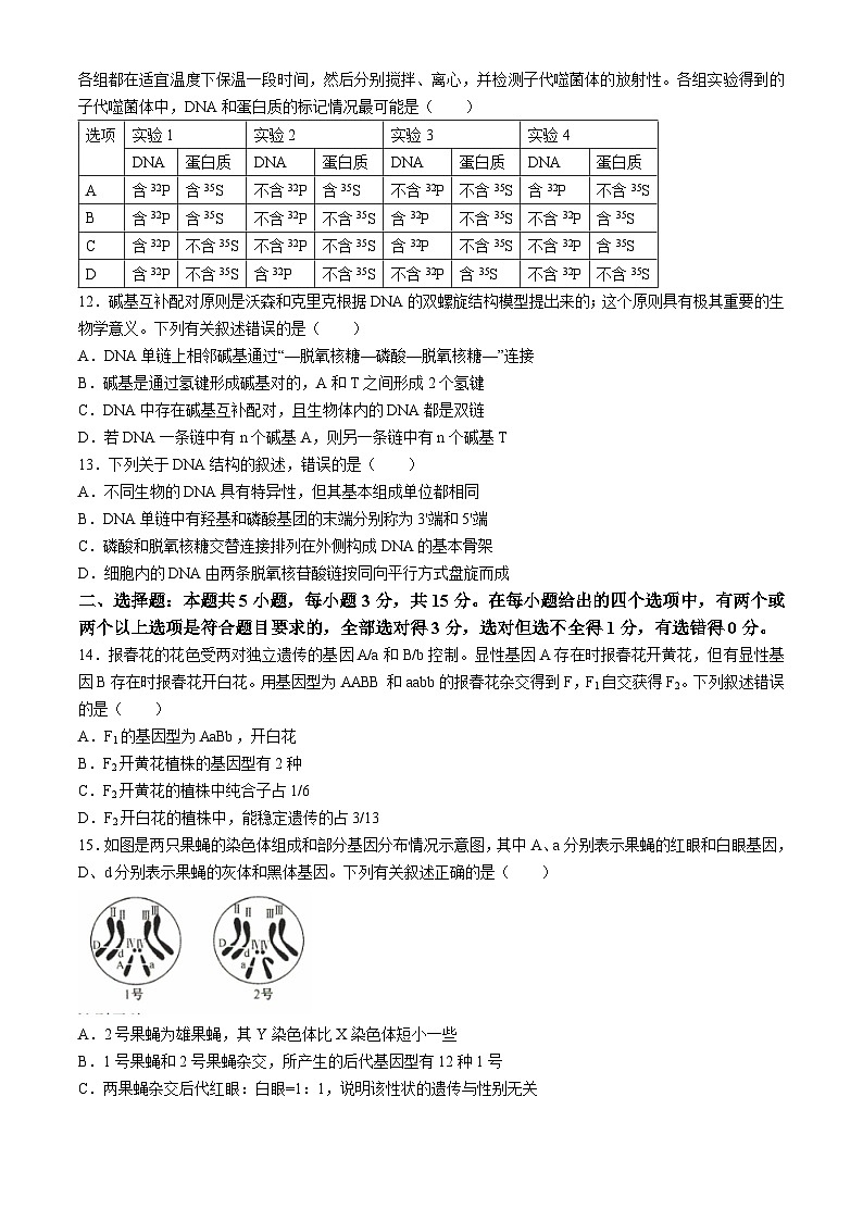 河北省沧州市运东四校2023-2024学年高一下学期4月期中考试生物试卷（Word版附解析）03