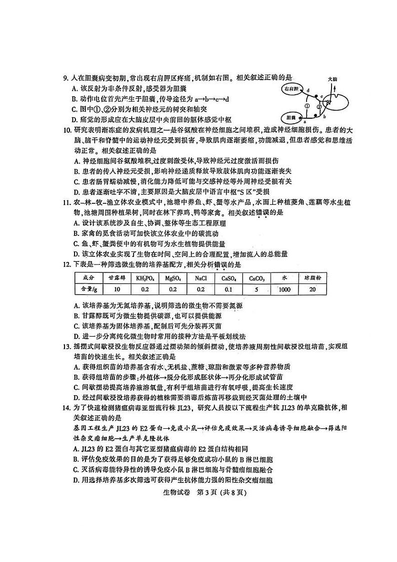2024届苏北七市（南扬泰徐淮连宿）高三二模生物试题及答案03
