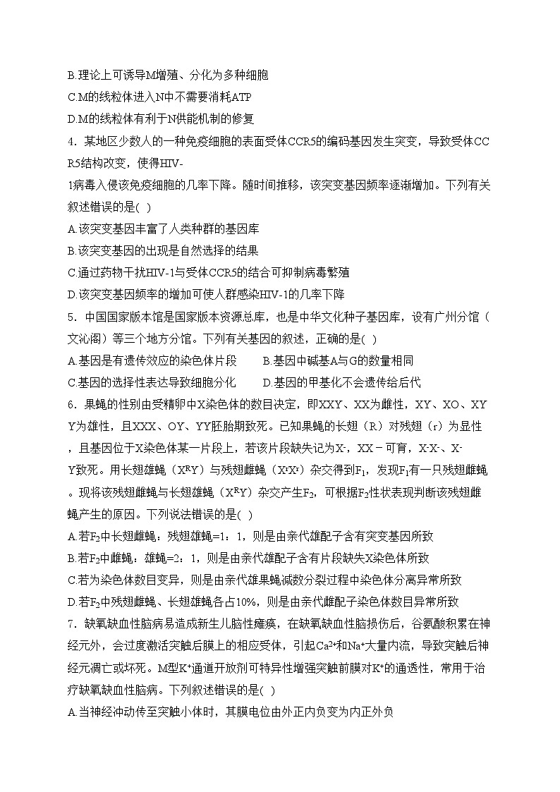 博爱县第一中学2024届高三下学期第三次模拟考试生物试卷(含答案)02