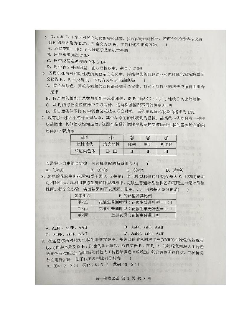 山东省临沂市莒南县2023-2024学年高一下学期期中考试生物试题02