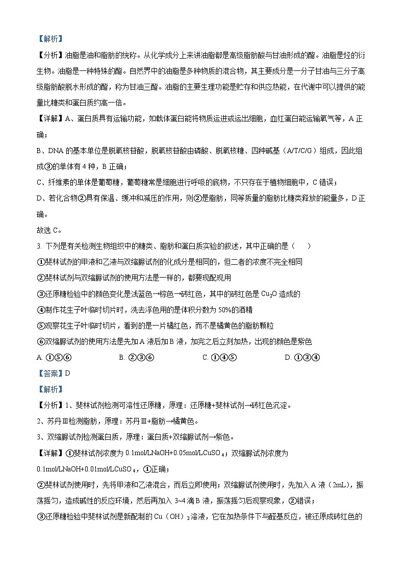 河南省部分名校2023-2024学年高二下学期期中联考生物试题（原卷版+解析版）02