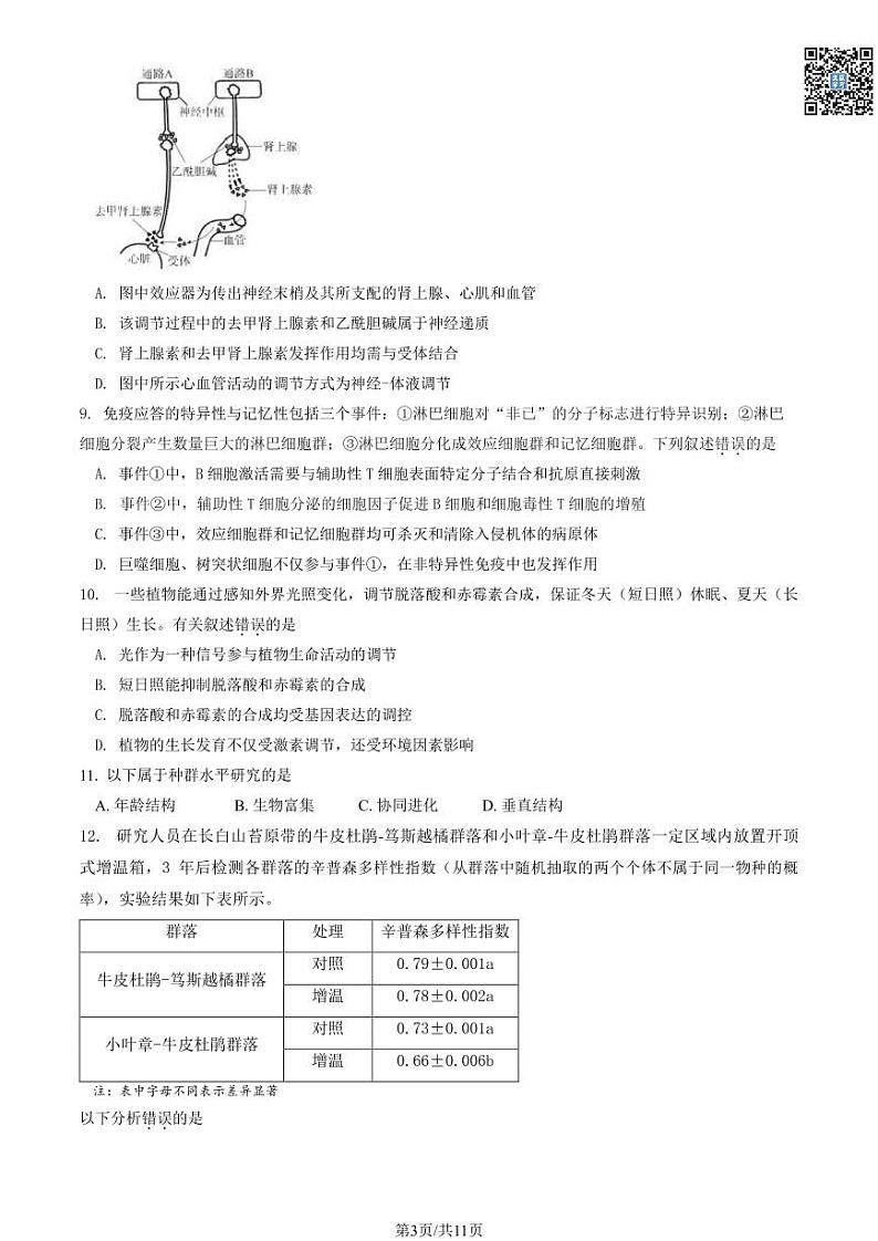 2024北京东城高三一模生物试卷及答案（教师版）第3页