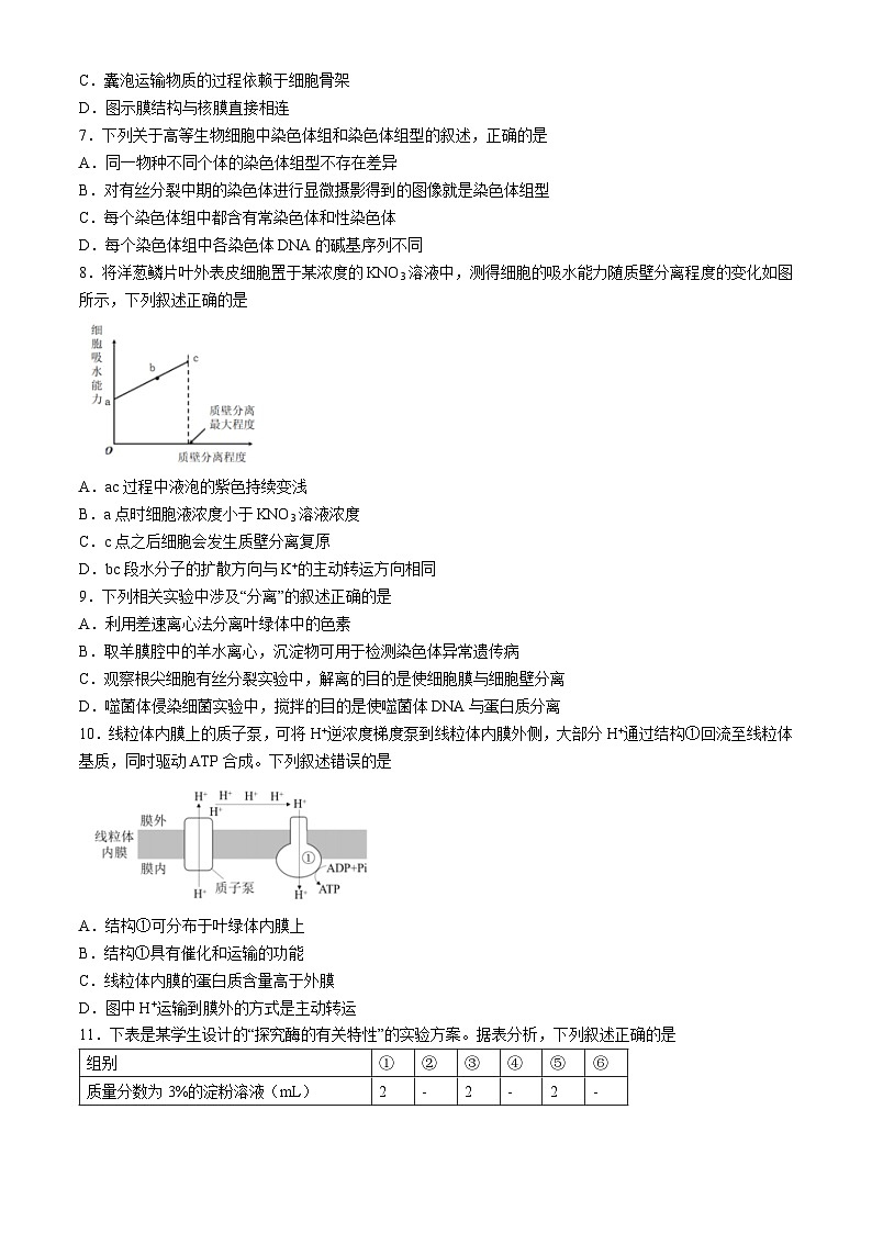 浙江省浙南名校2023-2024学年高一下学期4月期中生物试题第2页