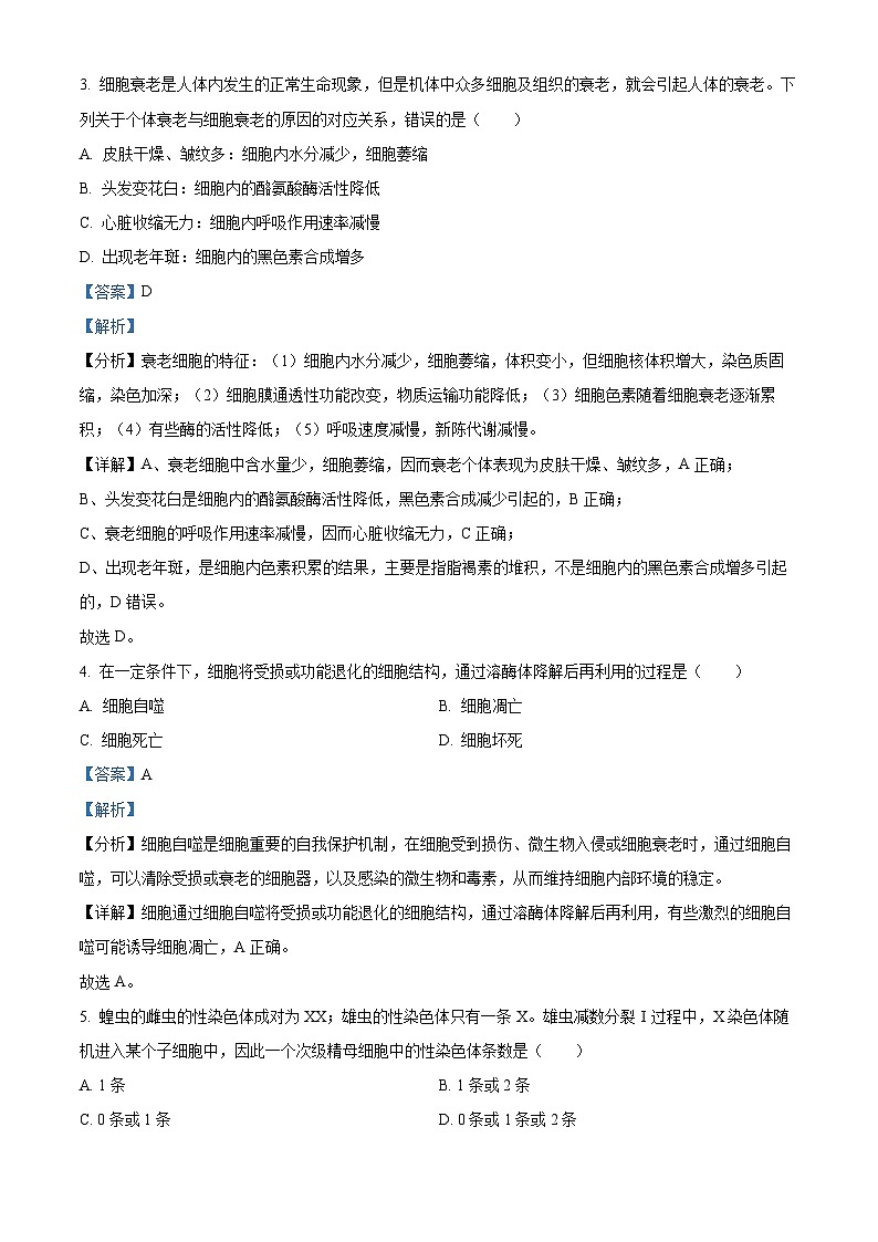 四川省大数据学考大联盟2023-2024学年高一下学期期中考试质量检测生物试卷（原卷版+解析版）02