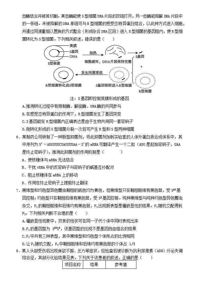 福建省宁化市第一中学2023-2024学年高三下学期第一次质检模拟生物试题第2页