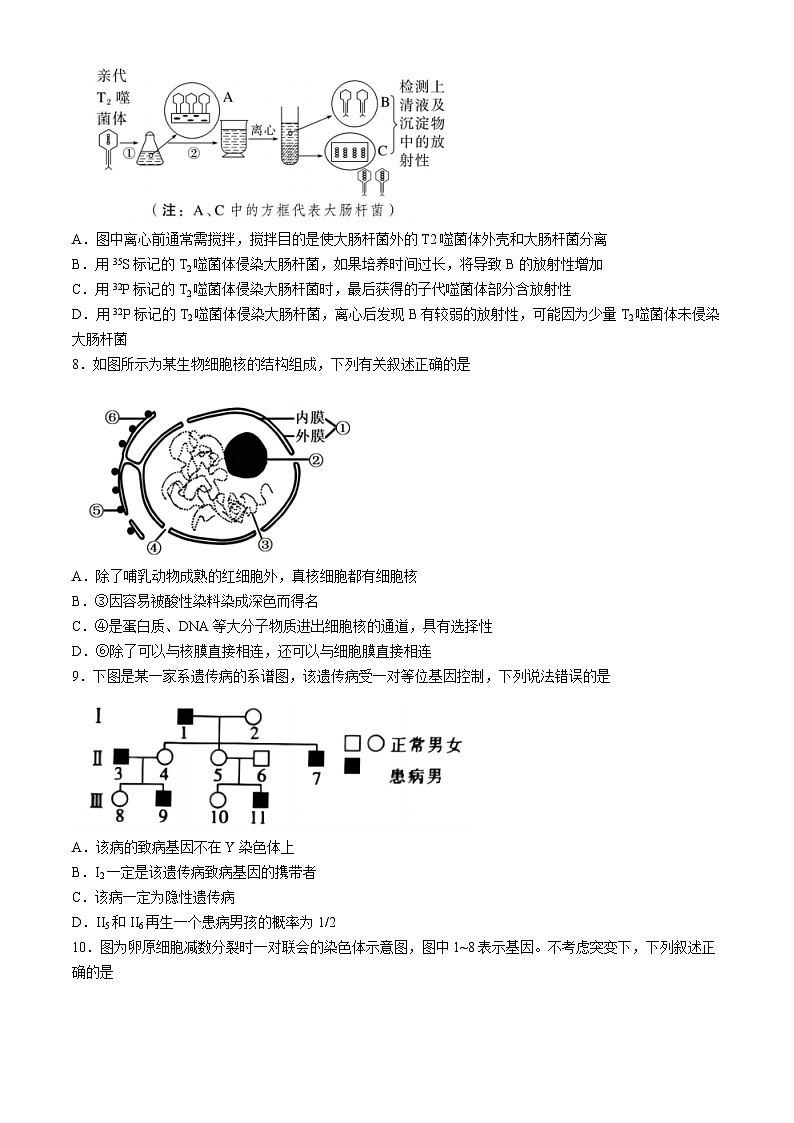 广东省广州市第六中学2023-2024学年高一下学期期中考试生物试题02