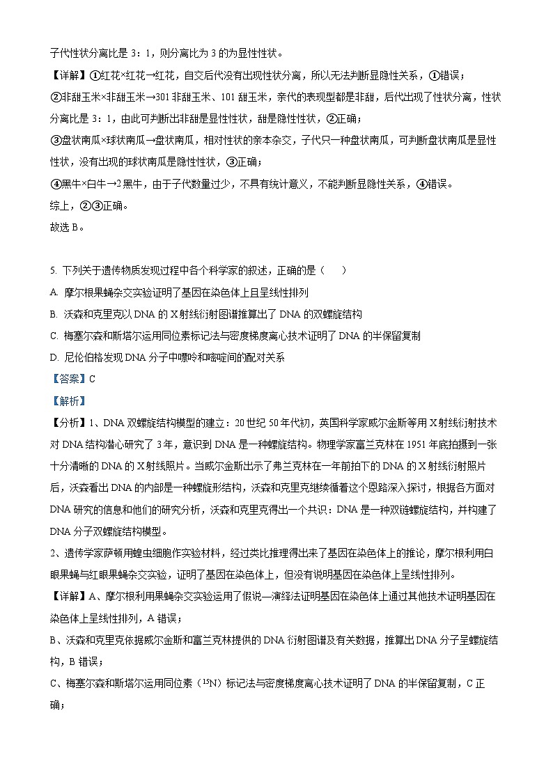 江苏省宿迁市泗阳县泗阳中学2023-2024学年高一下学期期中考试生物试题（解析版）第3页