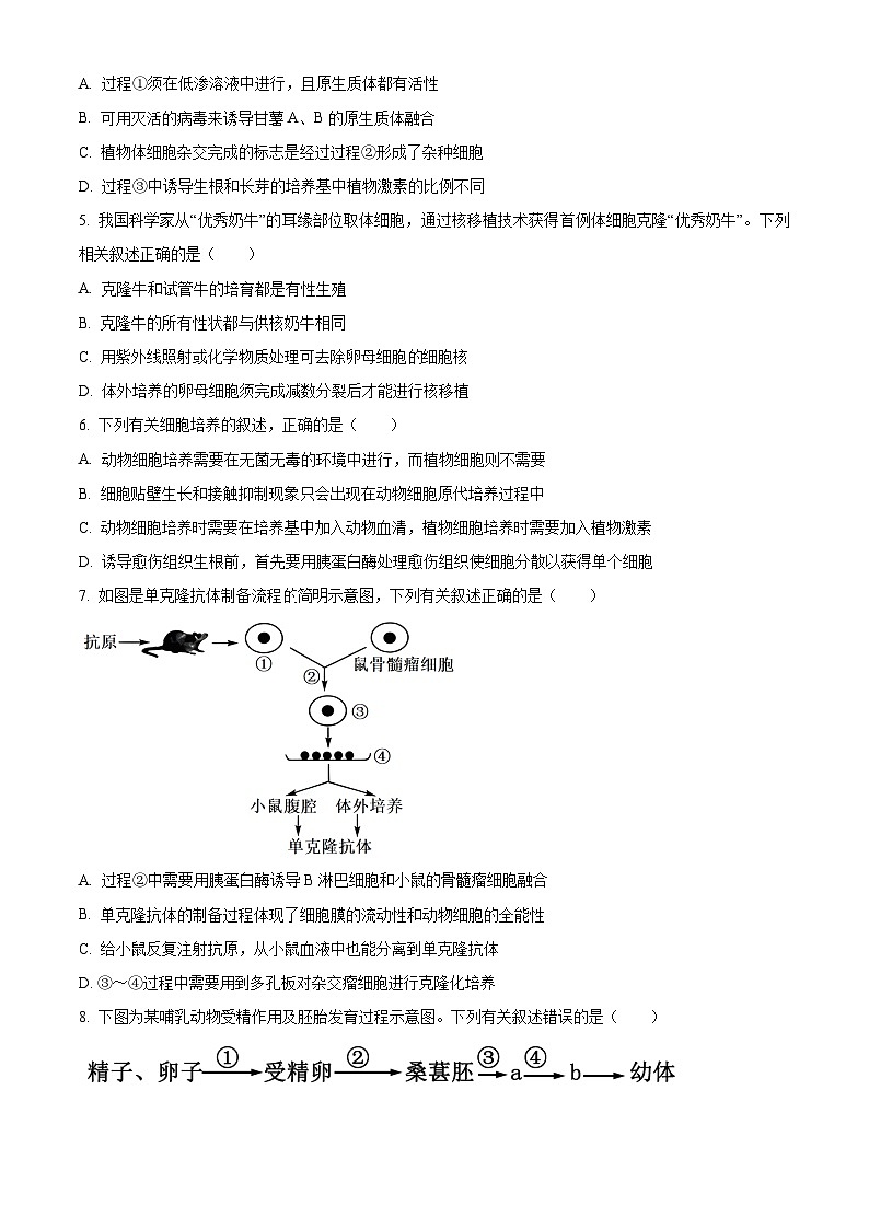 山西省2023-2024学年高二下学期期中调研测试生物试卷（原卷版+解析版）02