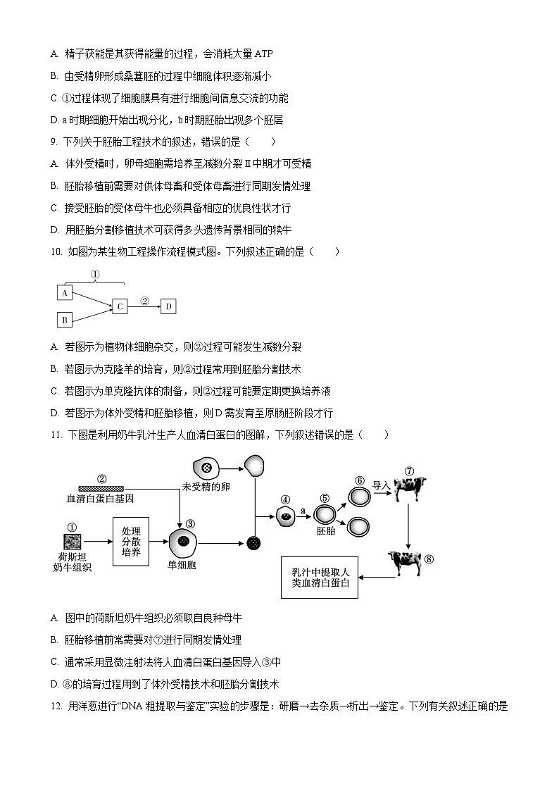 山西省2023-2024学年高二下学期期中调研测试生物试卷（原卷版+解析版）03