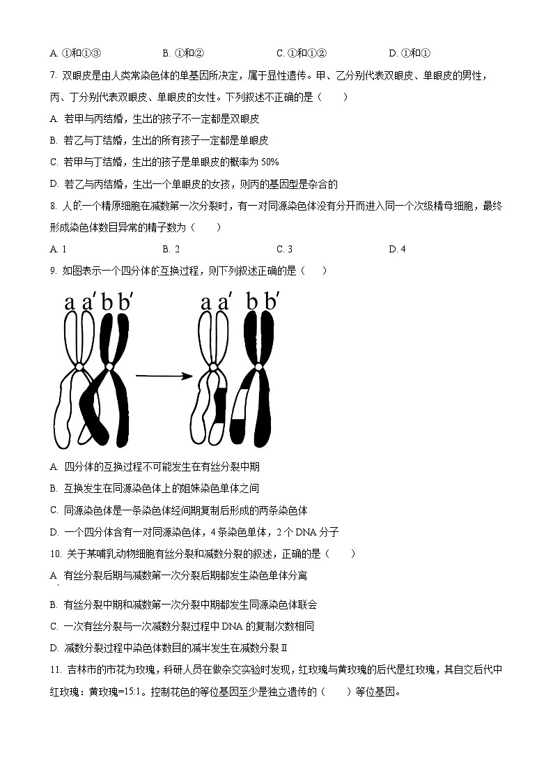 四川省阆中中学校2023-2024学年高一下学期期中考试生物试题（原卷版+解析版）02