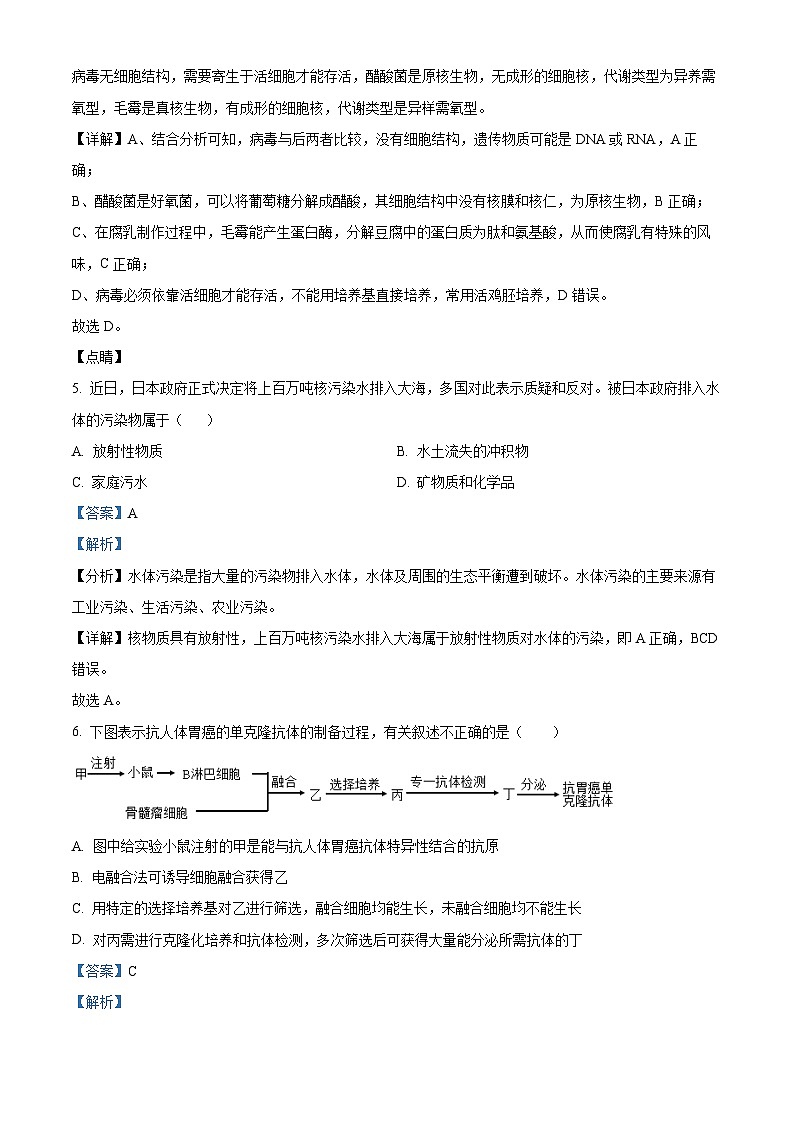 江西省宜春市丰城市东煌学校2023-2024学年高二下学期4月期中生物试题（原卷版+解析版）03