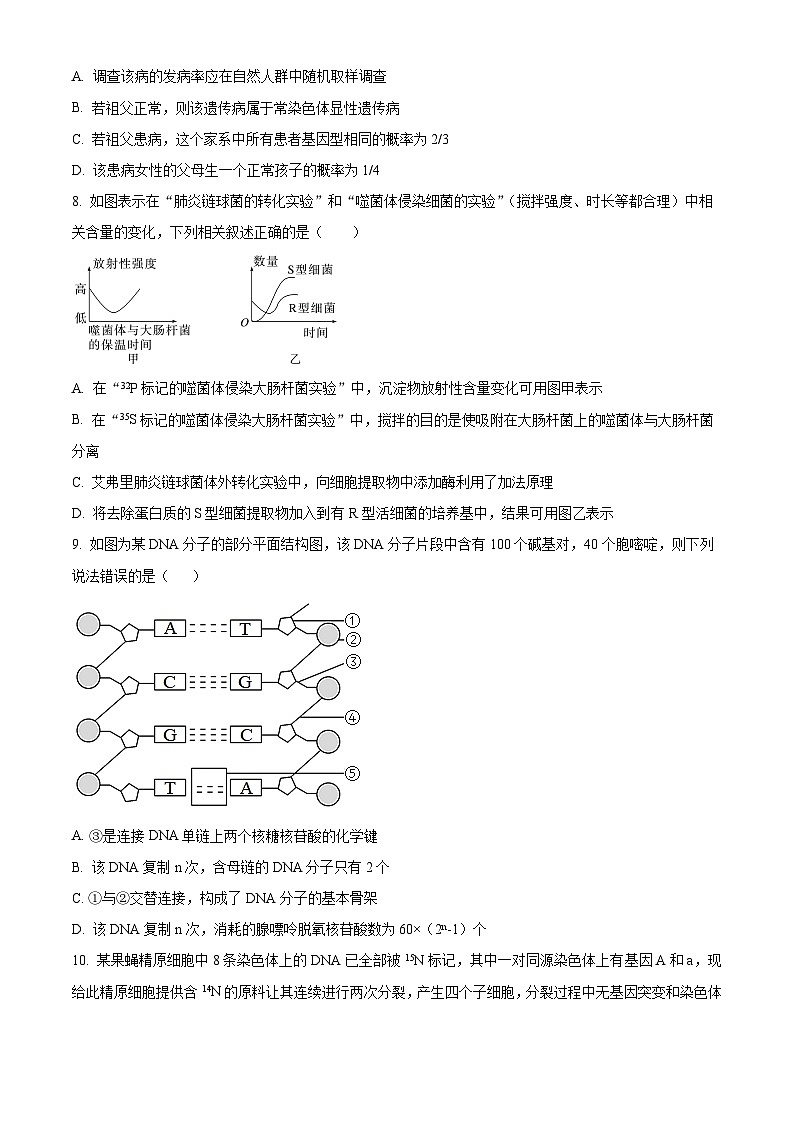 山东省淄博市高青县2023-2024学年高一下学期期中考试生物试题（原卷版）第3页