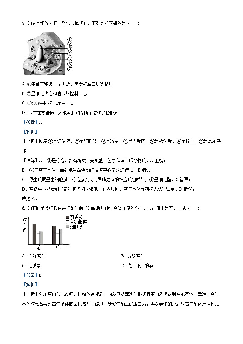浙江省杭州市S9联盟2023-2024学年高一下学期期中联考生物试卷（原卷版+解析版）03