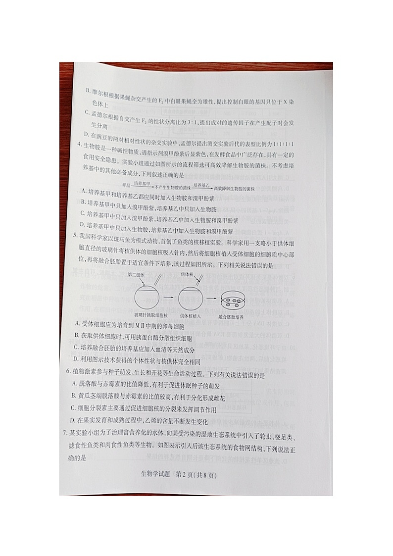 湖南省2023-2024学年高三下学期4月期中生物试题02