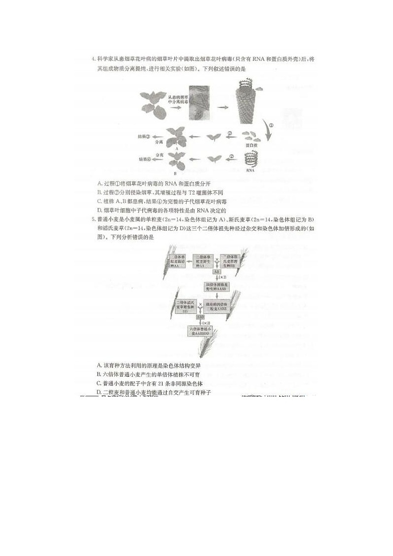 2024届炎德英才大联考高三考前仿真联考生物试题02