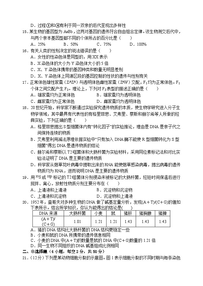 2024南充阆中中学高一下学期期中考试生物含答案03