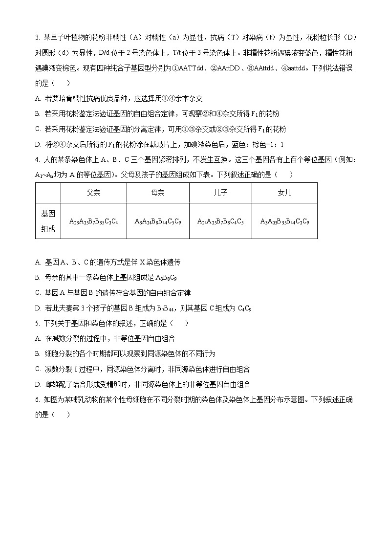 湖北省武汉市六校联盟2023-2024学年高一下学期4月期中联考生物试题无答案第2页
