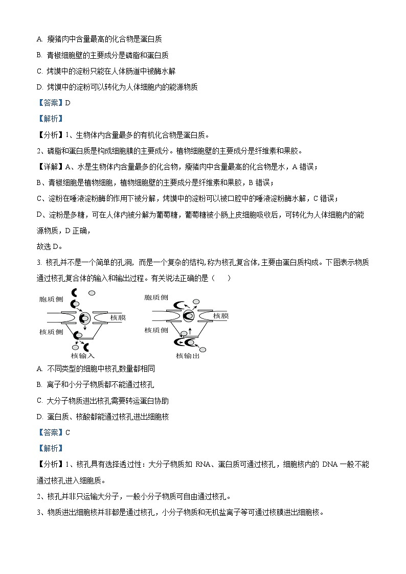 云南省大理市白族自治州民族中学2023-2024学年高二下学期4月月考生物试题含解析第2页