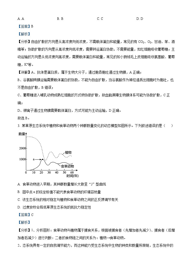重庆市九龙坡区重庆市渝西中学2023-2024学年高二下学期4月月考生物试题（原卷版+解析版）02
