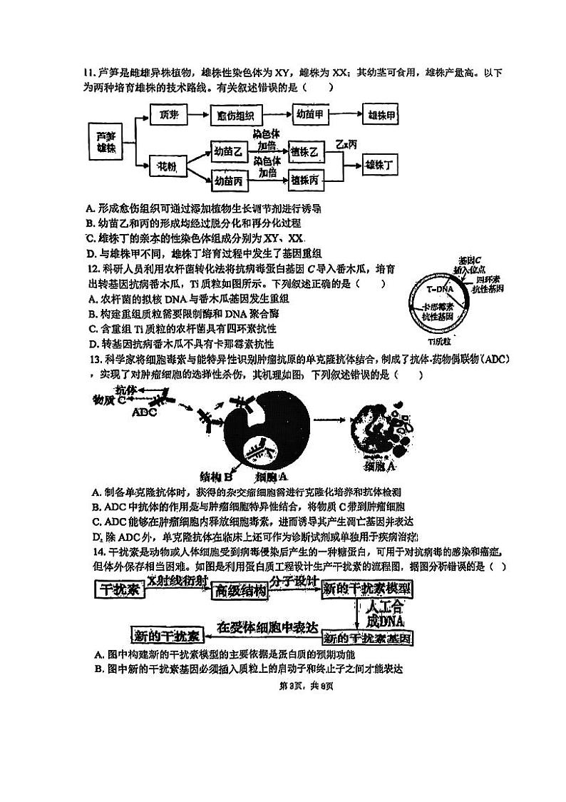 天津市河东区2023-2024学年高二下学期期中生物试卷第3页