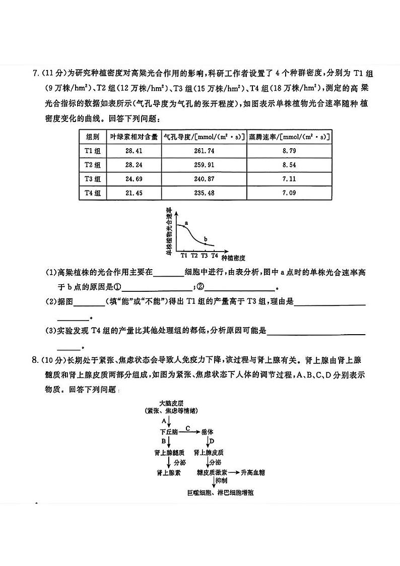 河南省商丘市部分学校2023-2024年高三三模考试生物试题03