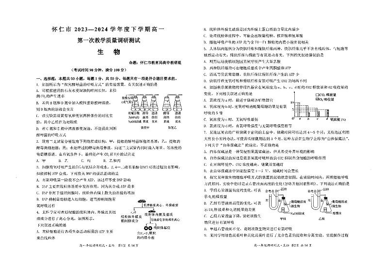 山西省朔州市怀仁市2023-2024学年高一下学期5月期中生物试题01