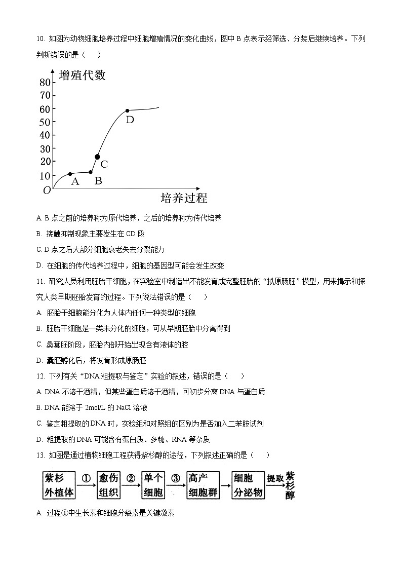 山西省大同市2023-2024学年高二下学期4月期中生物试题（原卷版）第3页
