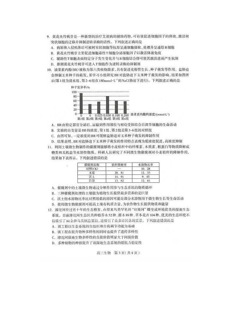 2024届河北省石家庄高三质量检测生物试题第3页