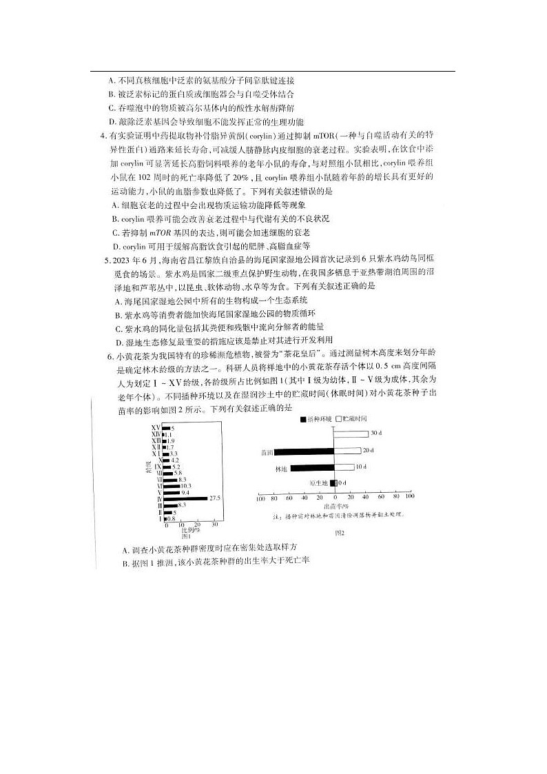 2024届海南省高三学业水平诊断生物试题02