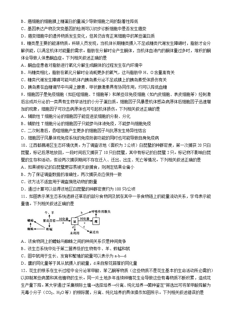 江西省重点中学盟校2024届高三第二次联考生物试题第3页
