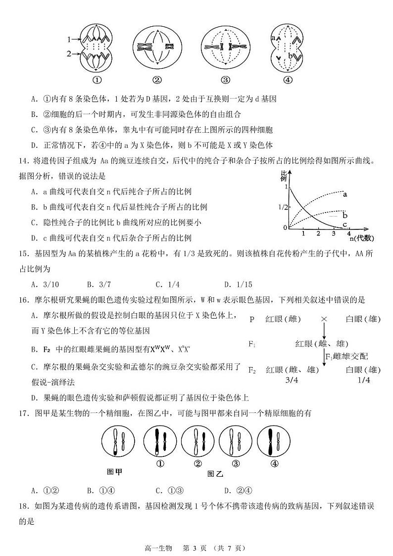 高一生物（4.18）第3页