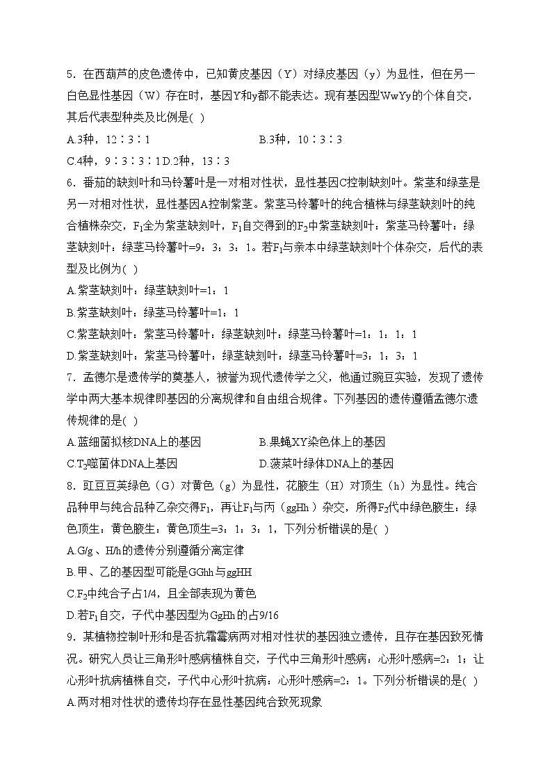 河北省大名县第一中学2023-2024学年高一下学期3月月考生物试卷(含答案)第2页