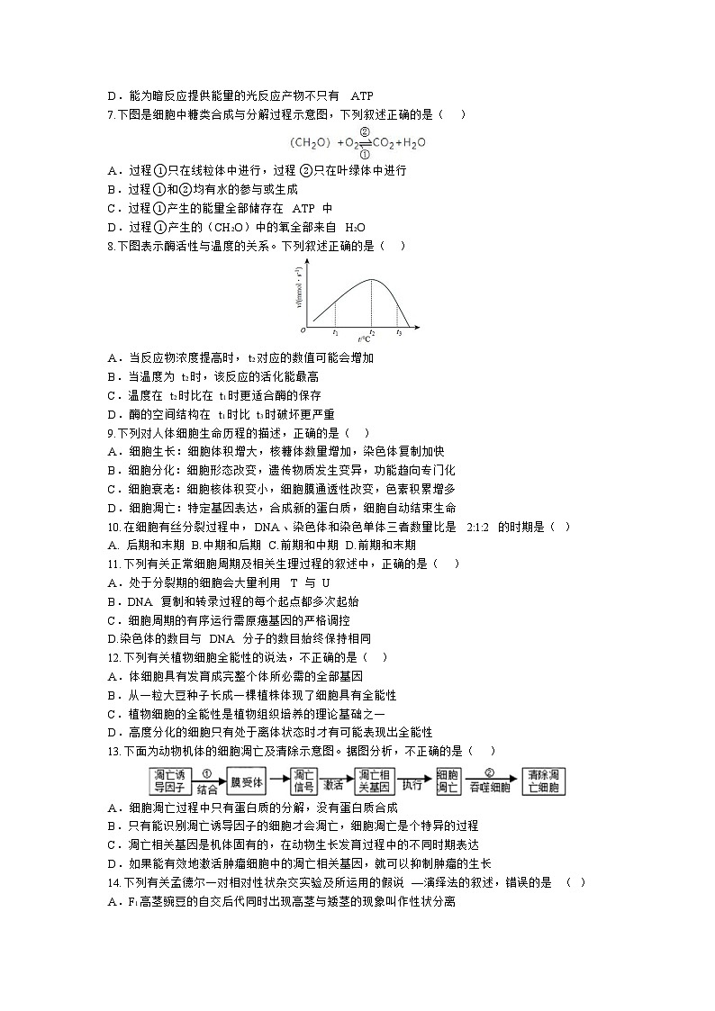 湖北省武汉市问津教育联合体2023—2024学年高一下学期5月月考生物试题02