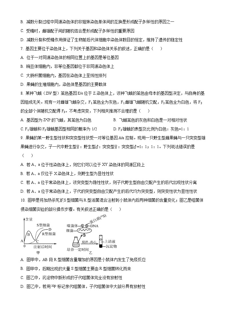 山东省聊城市2023-2024学年高一下学期4月期中生物试题（原卷版+解析版）03