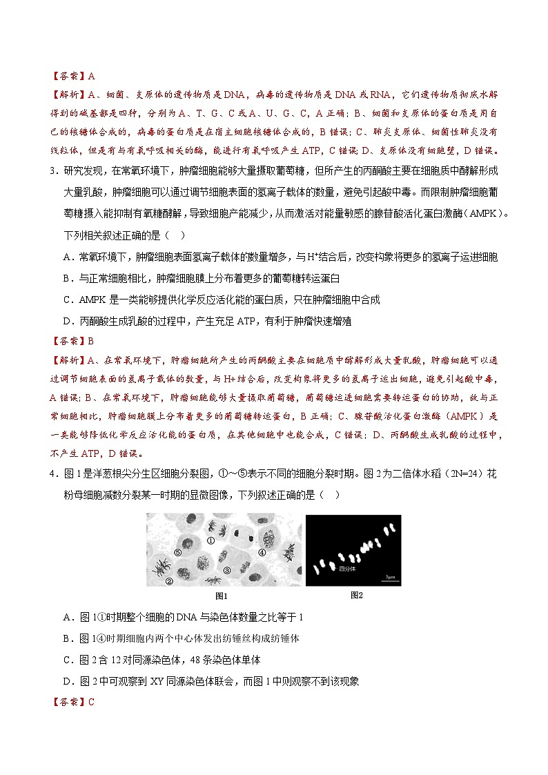 2024年高考押题预测卷—生物（江苏卷02）（全解全析）02