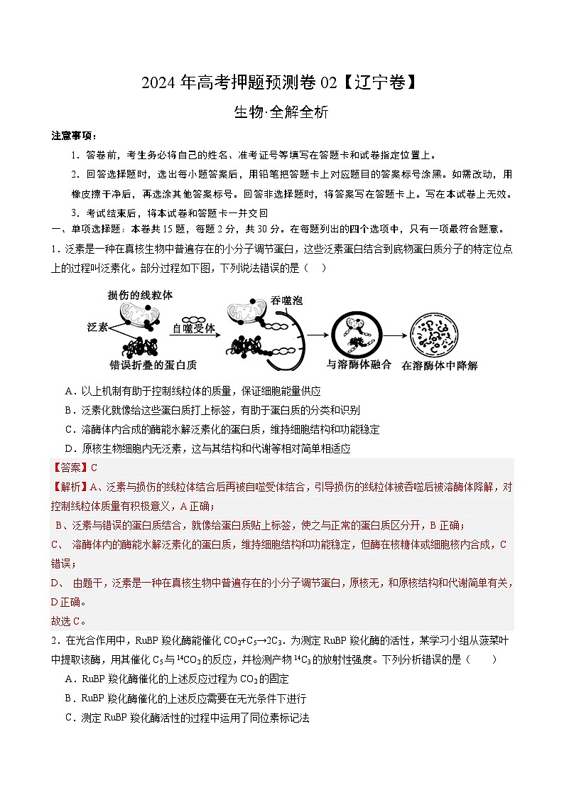 2024年高考押题预测卷—生物（辽宁卷02）（全解全析）第1页