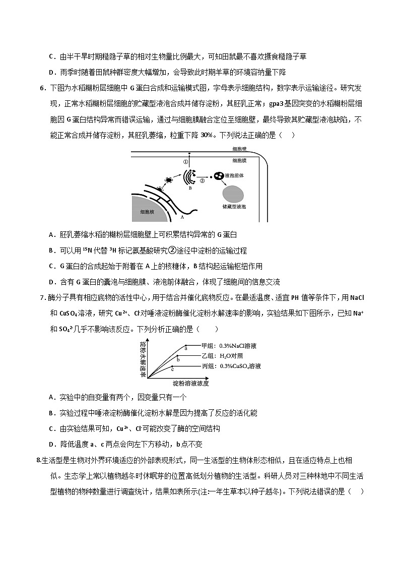2024年高考押题预测卷—生物（浙江卷01）（考试版）03