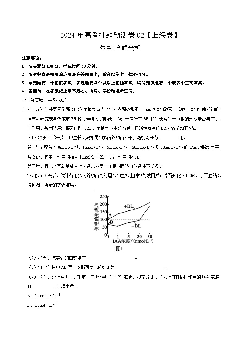 2024年高考押题预测卷—生物（上海卷02）（全解全析）第1页