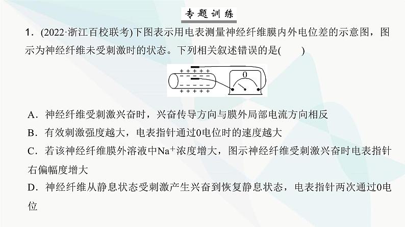 高考生物复习选择性必修一第八单元微专题一0神经调节中兴奋传导与传递的实验探究课件08