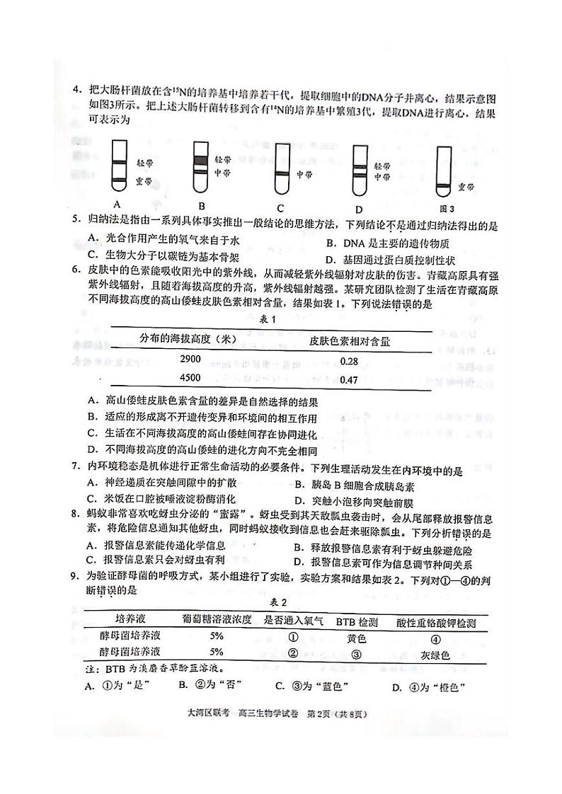 2024届广东省大湾区高三第二次模拟生物试题及答案02