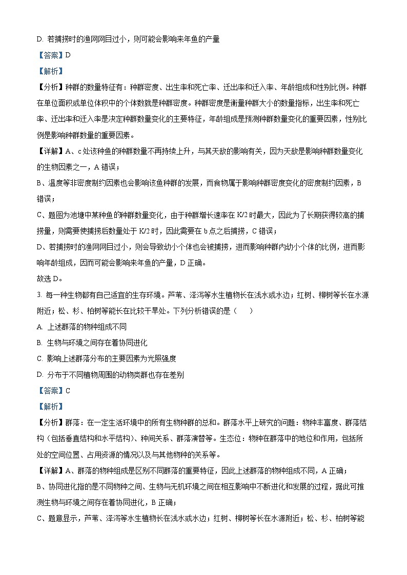 安徽省安徽卓越县中联盟2023-2024学年高二下学期4月期中生物试题（解析版）第2页