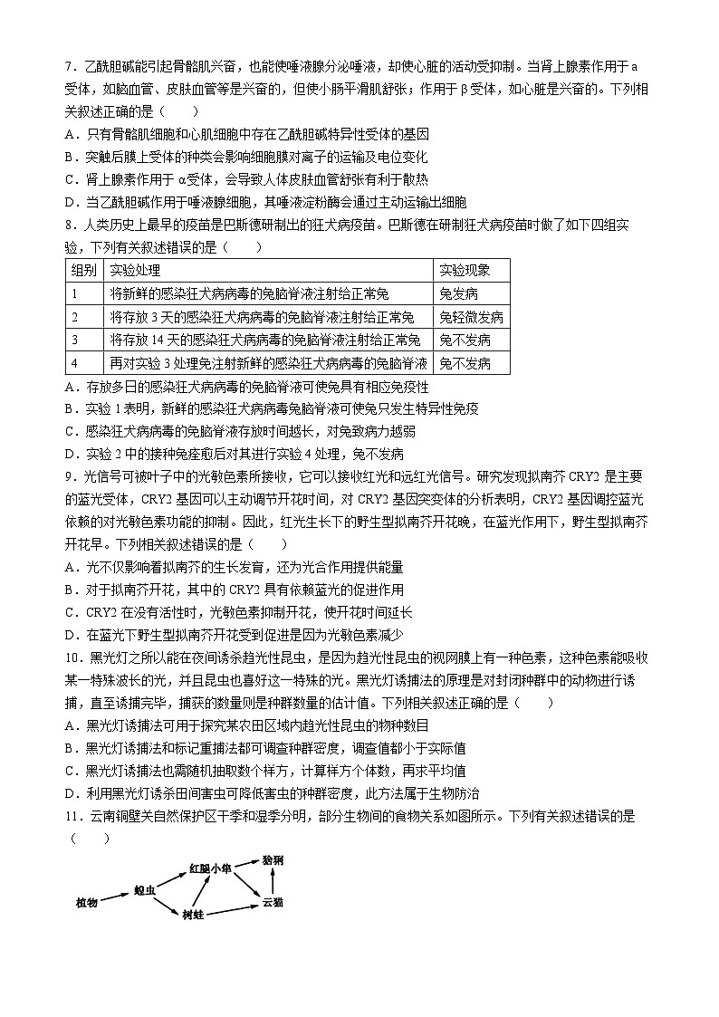 2024届河北省部分高中二模生物试题第3页