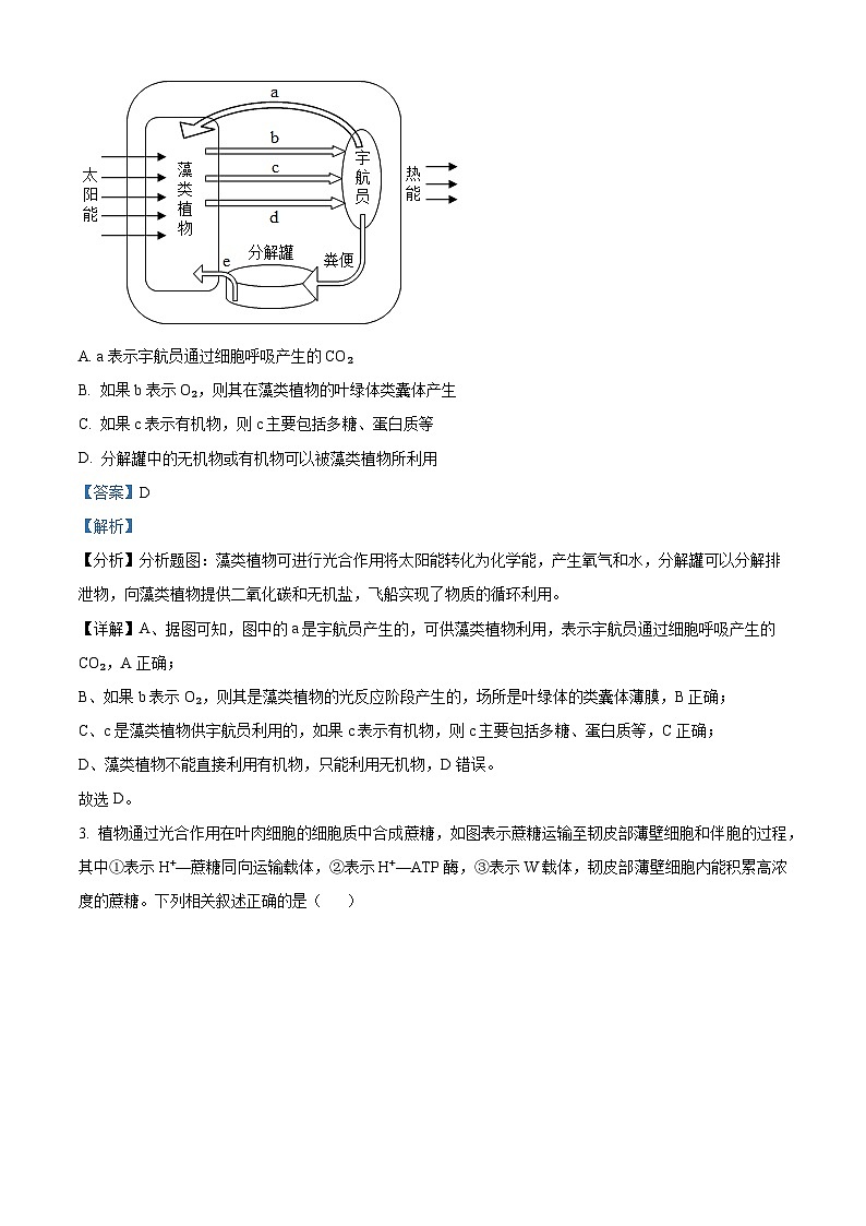 2024届湖南省长沙市一中高考适应性演练二生物试题（原卷版+解析版）02