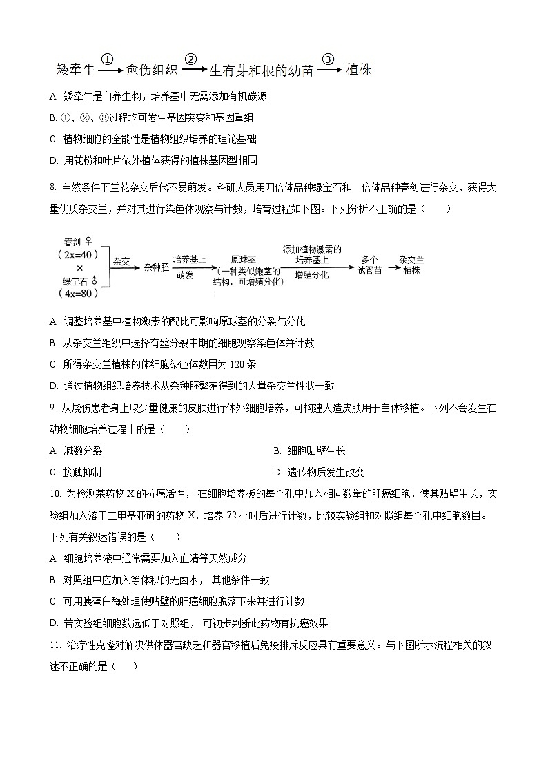 北京市十一学校2023-2024学年高二下学期期中考试生物试题（原卷版+解析版）03