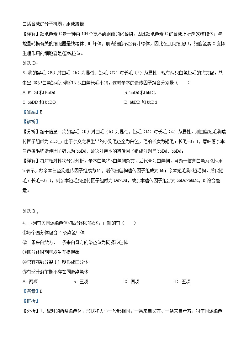 广西南宁市2023-2024年高一下学期期中考试生物试卷（解析版）第2页