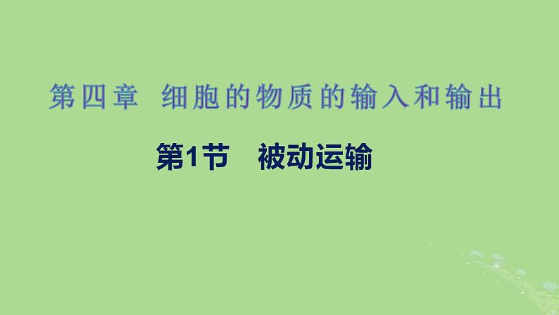 2024年同步备课高中生物4.1被动运输课件新人教版必修101