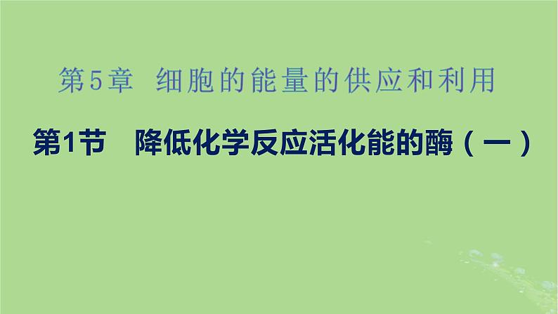 2024年同步备课高中生物5.1降低化学反应活化能的酶第1课时课件新人教版必修101